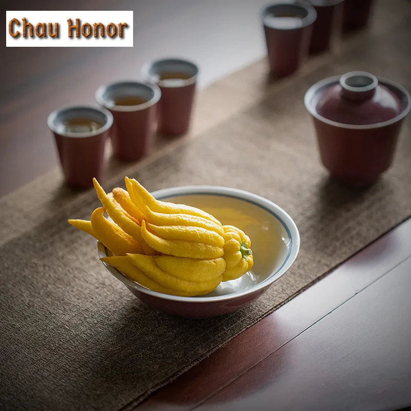 Cowpea Red Ceramic Pot Dry Bubble Tray Household Cover Bowl Teapot Support Pot Pad Kung Fu Tea Set Tea Tray Fruit Snack Bowl