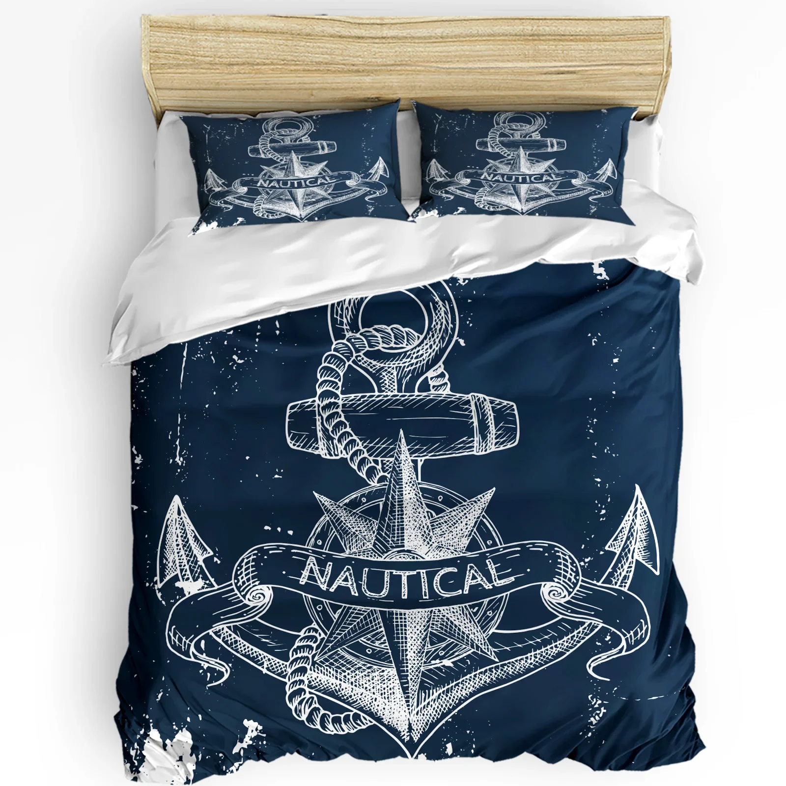 

3pcs Bedding Set Nautical Anchor Home Textile Duvet Cover Pillow Case Boy Kid Teen Girl Bedding Covers Set