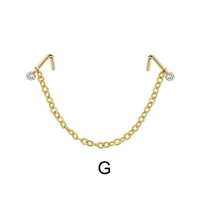 Double Nose Piercing Chain Nose Chain for Nostril Piercing Stainless Steel Nose Stud Decoration Earring Piercing Chain Women