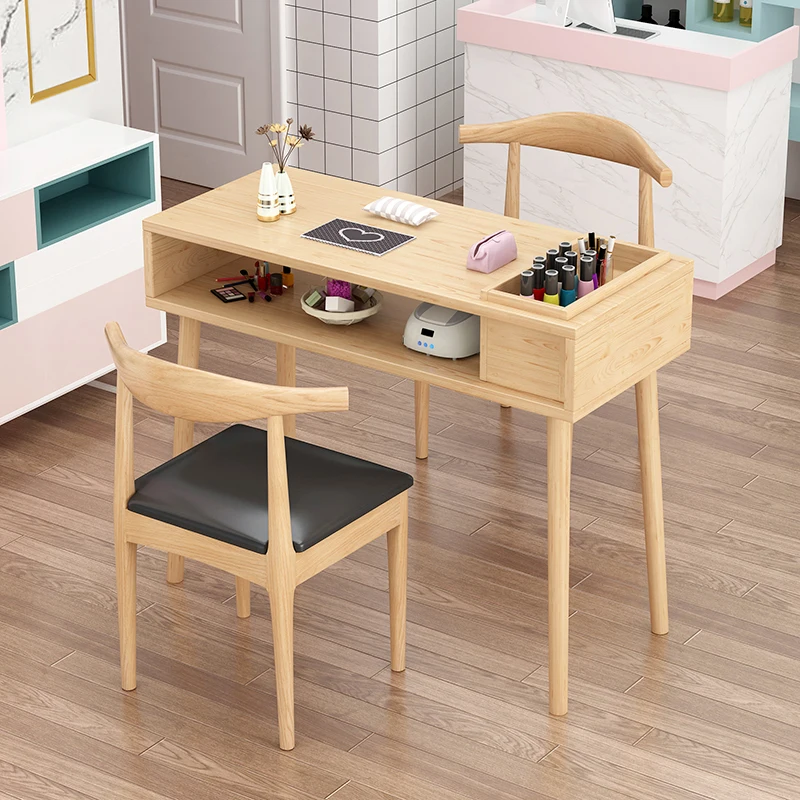 Simple Wood Nail Tables Office Modern Drawer Vacuum Cleaner Nail Tables Professional Nageltisch Beauty Salon Furniture MR50NT