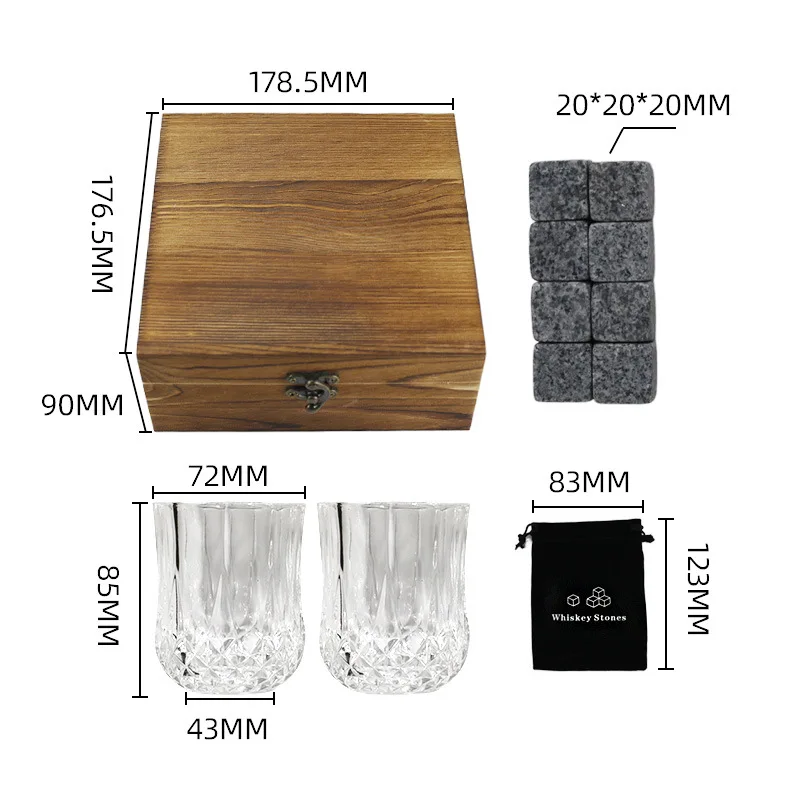 Whiskey Stone Box Fathers Day Gift Chilling Beer Tools Reusable Granite Ice Cube Sets Glasses Cup Kit Barware and Homemade Items
