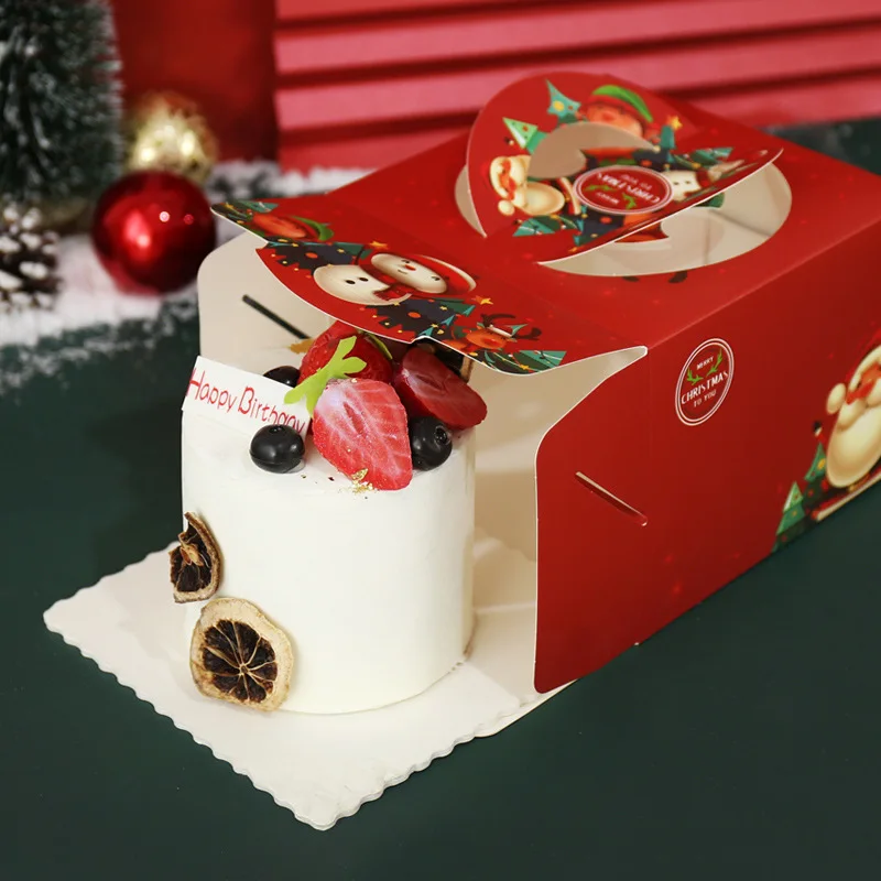 10-PCS-4-6-8-Inch-Christmas-Cake-Box-Portable-Pastry-Paper-Packaging ...
