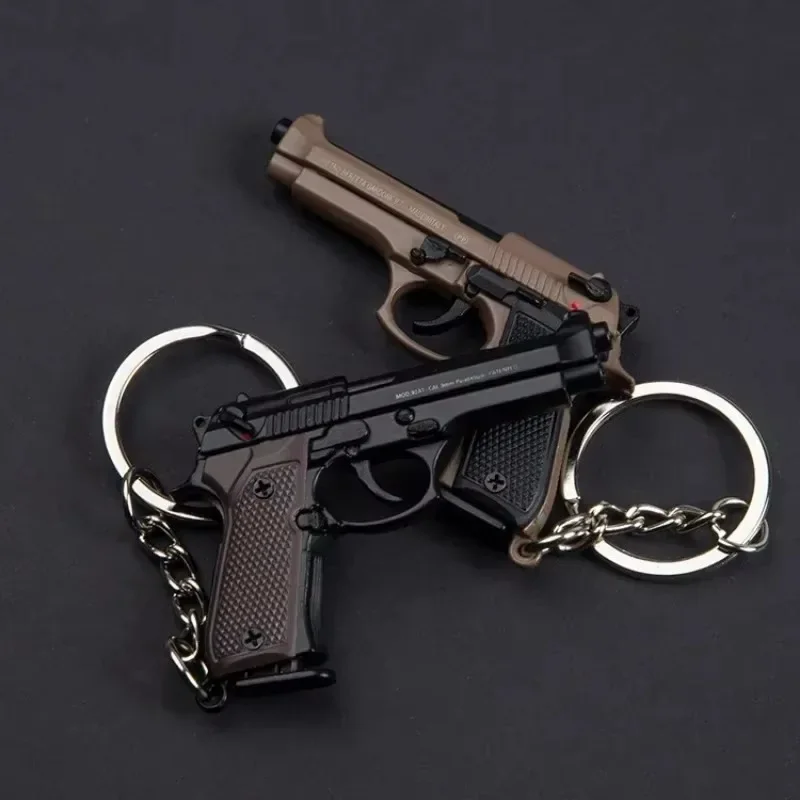 Alloy 1:4 92F Pistol Portable Toy Gun Model Detachable Keychain Fidget Toy for Boy Collection Adults Christmas Xmas Gift 5