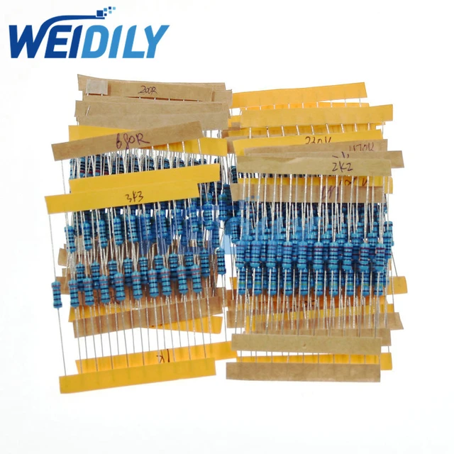 300PCS 1/2W 1 Pack 10 -1M Ohm Resistance 0.5W 1% Metal Film Resistor  Resistance Assortment Kit Set 30 Kinds Each 10pcs