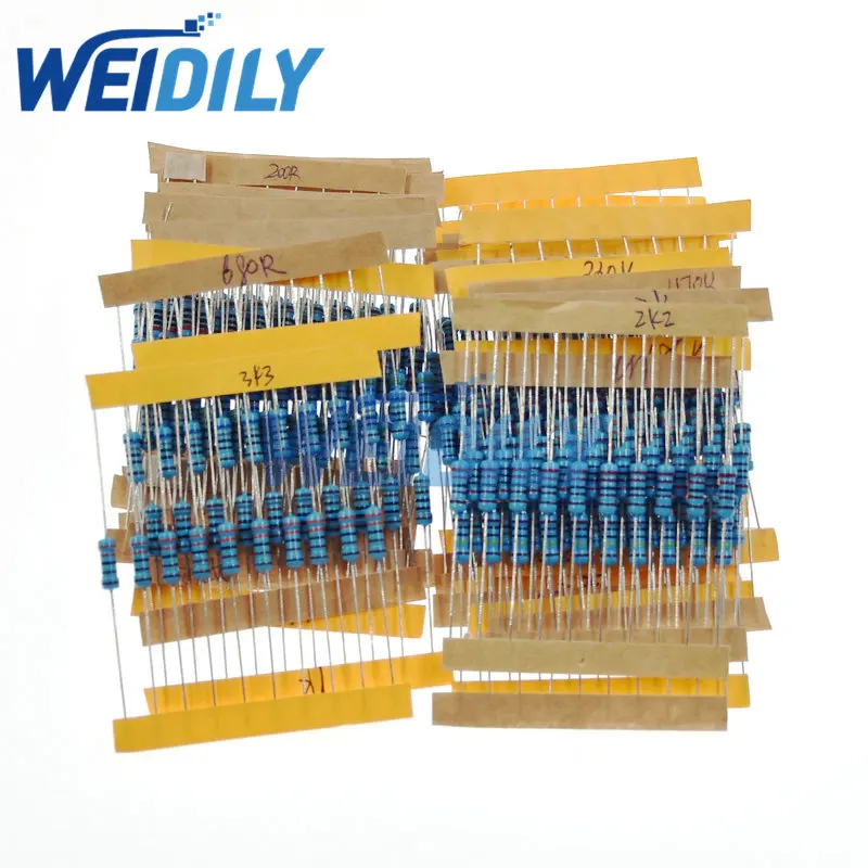 pces pacote ohm resistência metal filme resistor resistência variedade kit conjunto tipos cada pces