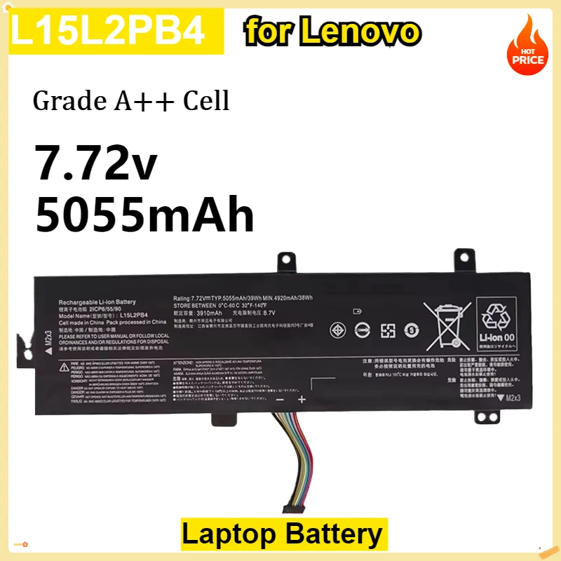 7.72V 5055mAh Laptop Battery L15L2PB4 for Lenovo L15L2PB5 L15C2PB5 L15M2PB5 L15M2PB3 IdeaPad 510-15ISK 510-15IKB Series Battery