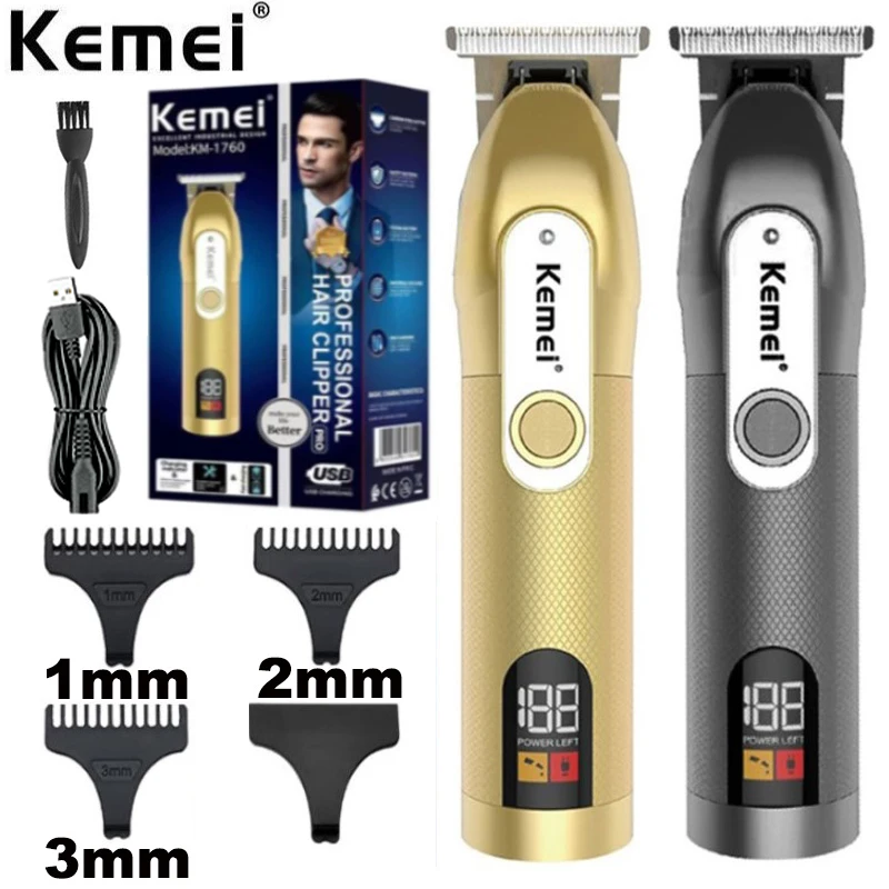 

Kemei-1760 Cordless Professional Hair Clipper For Men Grooming Beard Hair Trimmer Electric Edge Hair Cut Machine Rechargeable