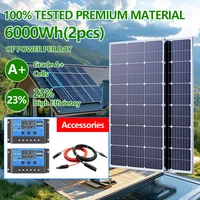 Kit de panneaux solaires monocristallins 6000W, panneau photovoltaïque étanche, adapté aux maisons, aux camping-cars, aux yachts et aux systèmes hors réseau 1