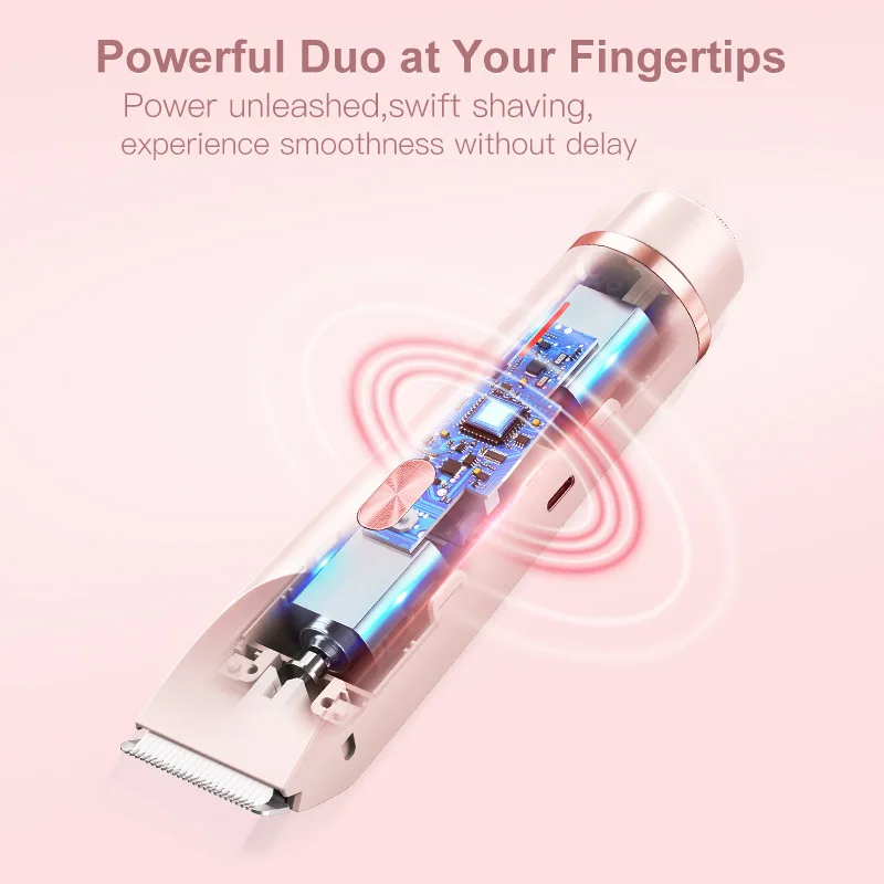 Electric Shaver 1PC Dual Head Hair Trimmer Women Rechargeable Wet Dry Painless Shaer Machine Hair Remoer For Body Private Areas