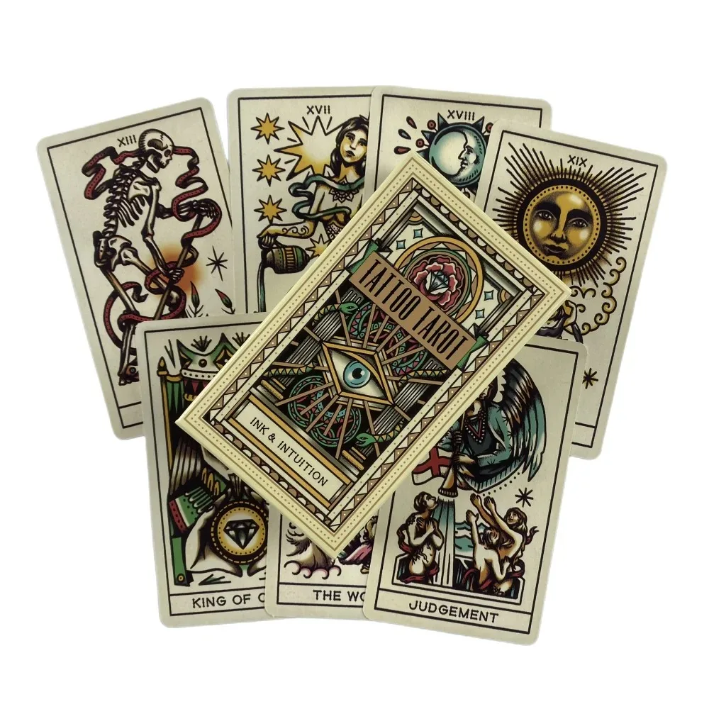 

Tattoo Tarot Cards Divination Deck English Versions Edition Oracle Board Playing INK Table Game For Party