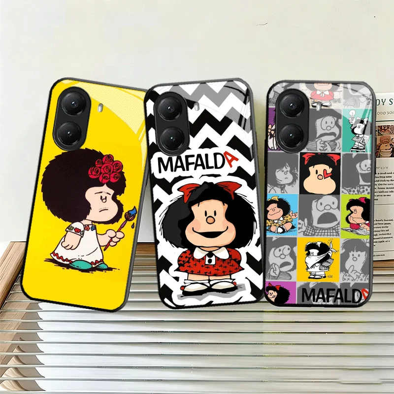 Cartoon Mafalda Design Tempered Glass Phone Case