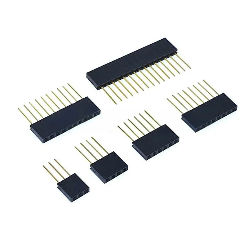 20개 2.54mm 피치 롱 핀 소켓, 확장 핀 길이 11mm, 단일/이중 행 여성 헤더, 1/2×2/3/4/5/6/8/10/15/18P
