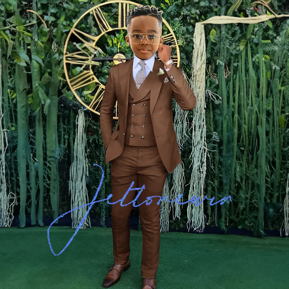 Boys suit 3 piece suit jacket pants vest formal wedding tuxedo kids blazer 2-16T clothing