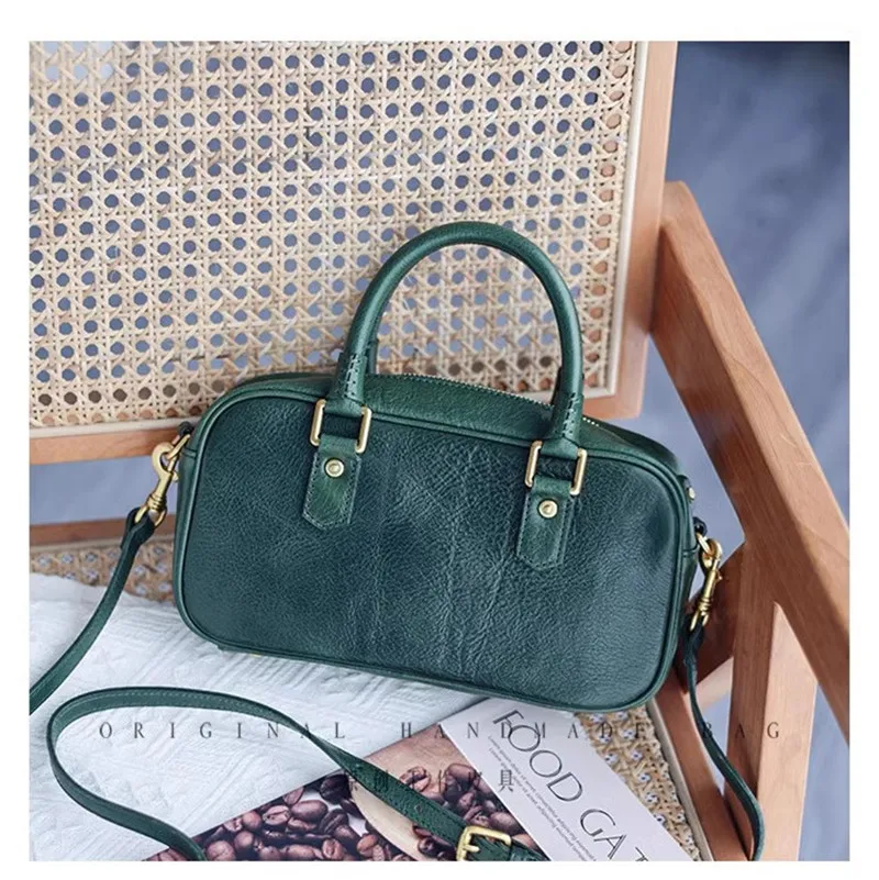 Literarische Vintage Designer handgemachte echte Leder Damen handtasche einfache Mode Luxus Rindsleder Damen Marke Umhängetasche – Detail 21
