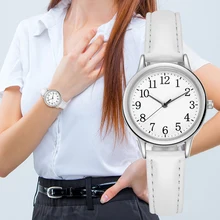 

Japan Movement Women Quartz Watch Easy to Read Arabic Numerals Simple Dial PU Leather Strap Lady Candy Color