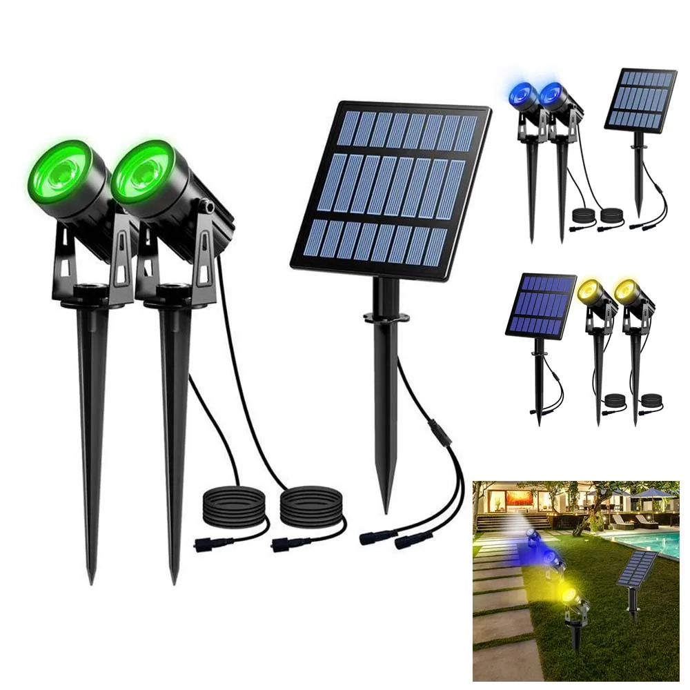 2PCS Solar Outdoor Light House Garden Decoaration Spotlight for Tree Solar Powered Landscape Wall Green Warm Light LED Lamp 2 pcs thermometer 60° to 120° 196x 43mm outdoor 2pcs room size 196mm x 43mm approx best price high quality house
