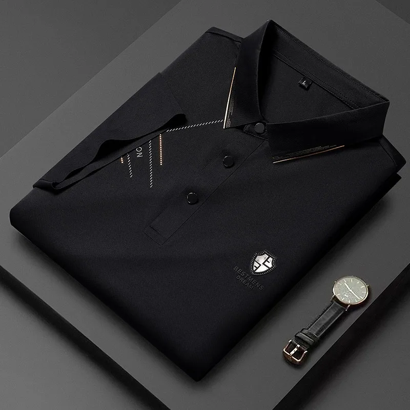 

Brand Business Casual POLO Shirt Men High Quality Slim Fit Breathable Comfortable Lapel Tee Tops Social Party Men Clothing 2024
