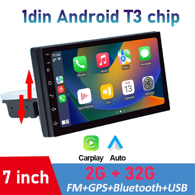 1din fm 7 Zoll einstellbares Autoradio Android 9.1 Touchscreen 1080p  Autoradio Radio Player GPS Navigation Universal Autoradio