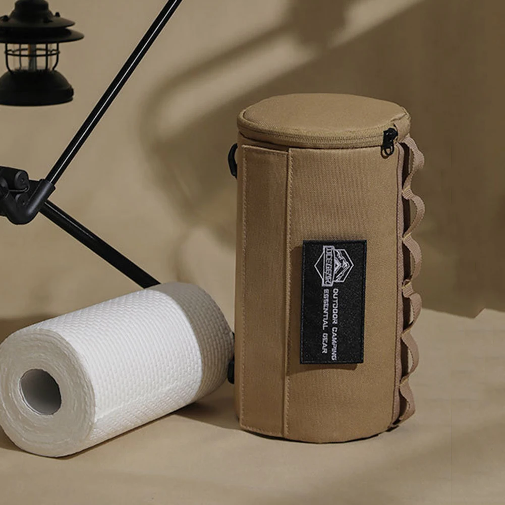 Roll Paper Storage Bag Portable Toilet Tissue Paper Box Polyester Waterproof Hanging Napkin Holder for Picnic Camping Hiking