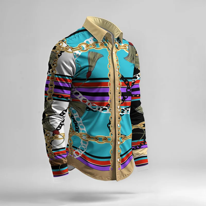 2025 Spring Summer Men Shirt Set Brand Print Fashion Printing Two Piece Set Mens Light Luxury Lightweight Party Long Sleeves_voghion.com