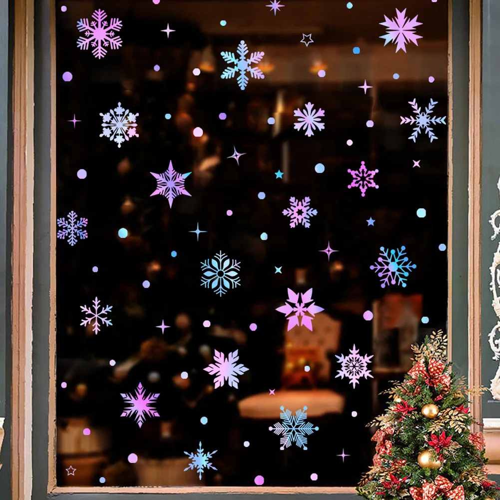 Colorful Luminous Snowflakes Wall Sticker Christmas Glass Window Home Decoration Decals Glow In The Dark New Year Festival Mural