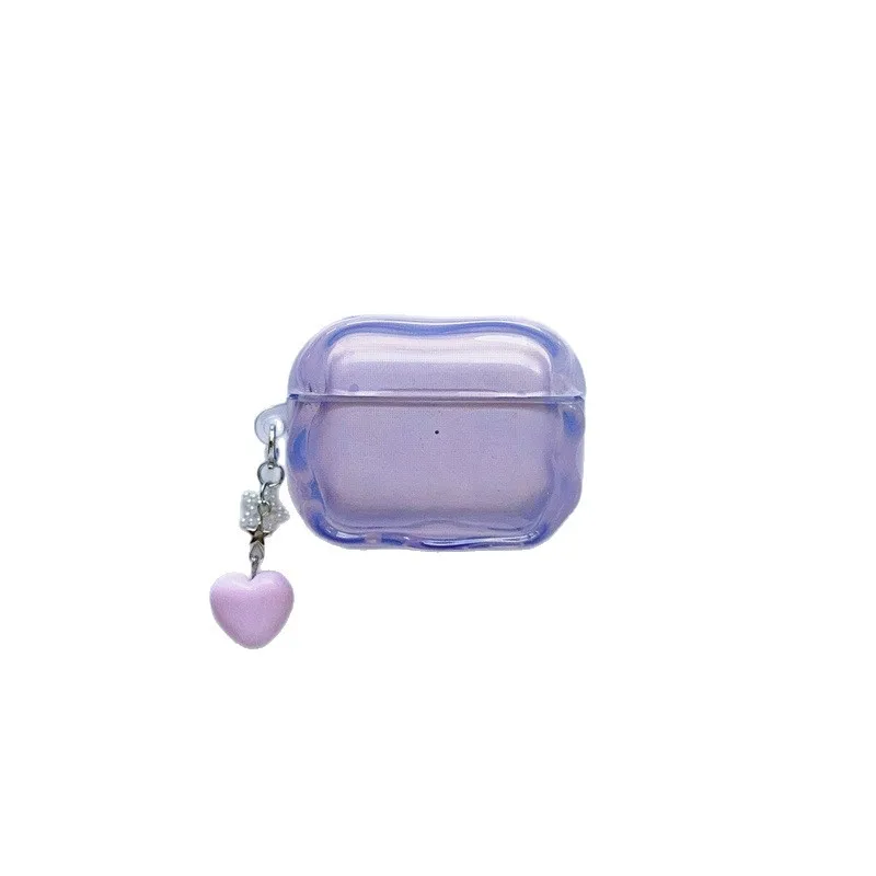 Energetic Fresh Transparent Irregular Edge Earphone Cover Case with Pendant