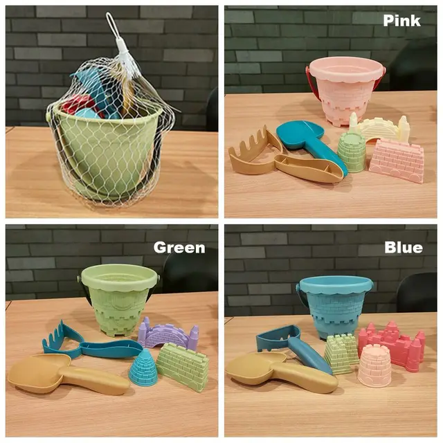 6Pcs/Set Sand Toys Set Beach Castle Bucket Shovel Rake Mold Digging Sand Kit Parent-Children Interactive Outdoor Game For Kids 5