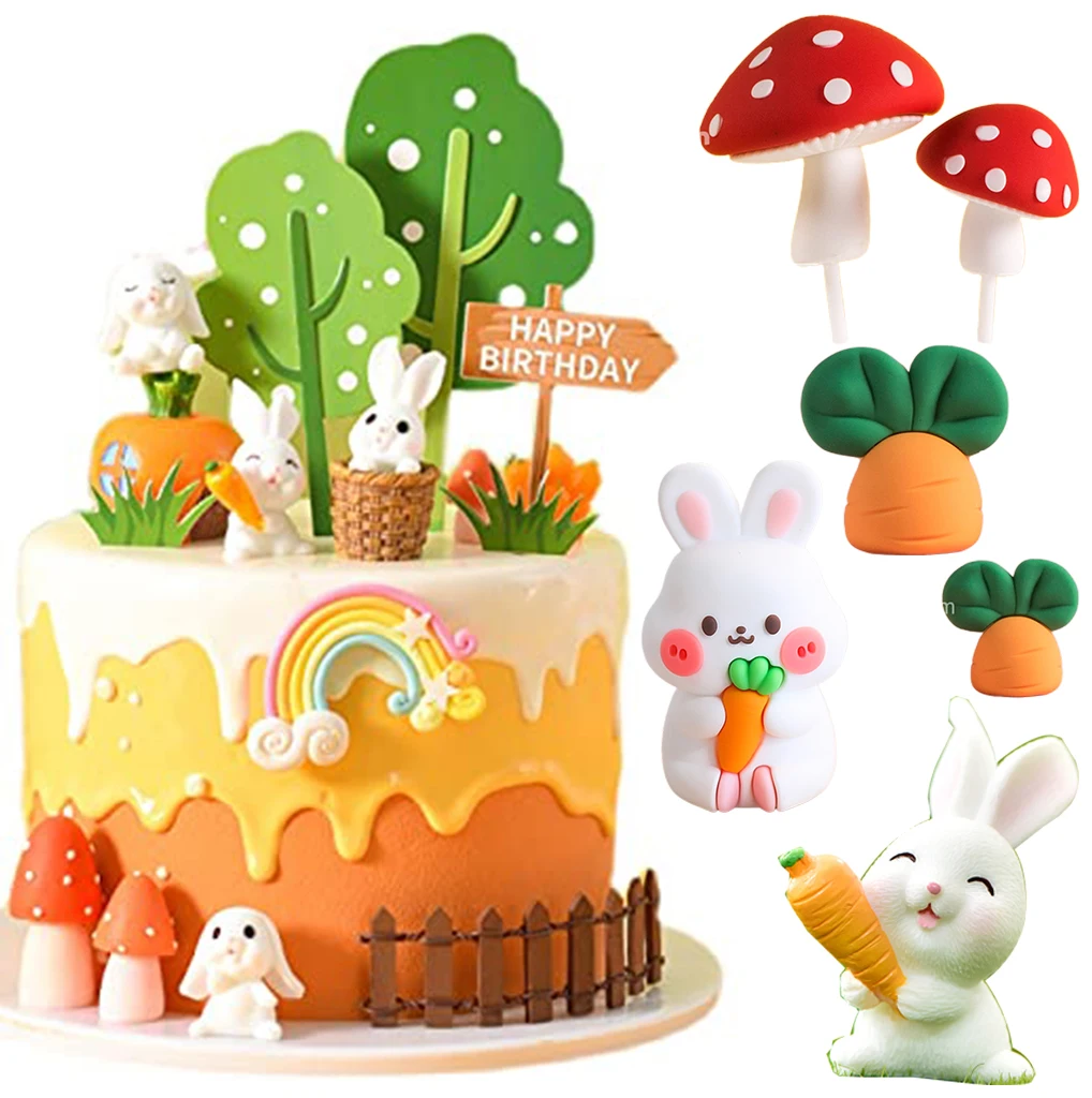 Wald Hase Kuchen Topper Wald Pilz Wald Tier Kuchen Topper für Baby Dusche Geburtstag Wald Thema Party Dekoration