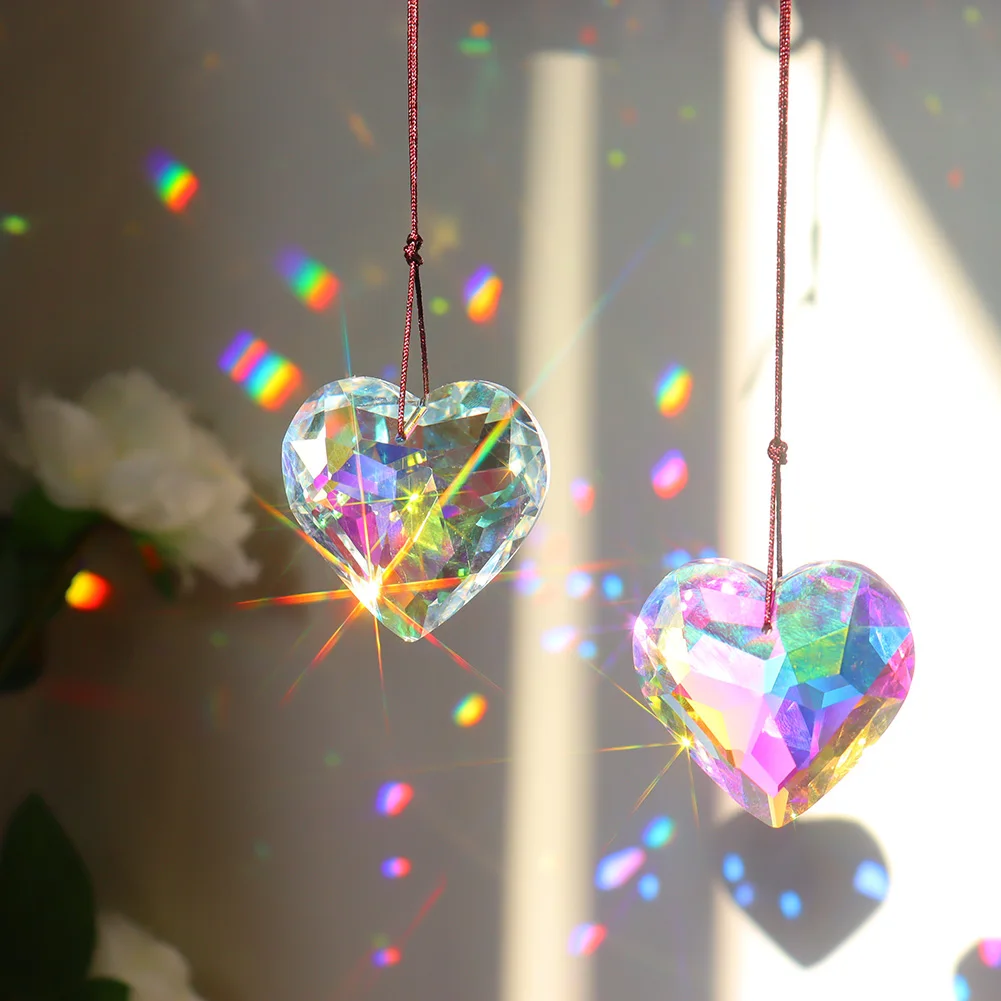 Tanio Kryształowe ozdoby Windchimes serce miłość kryształowe okno rzemiosło ogrodowa sklep