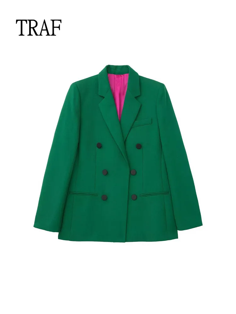Traf Green Blazer Women Jacket 2022 Office Set Woman 2 Pieces Elegant