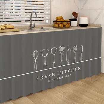 INS Tenda da cucina Tenda parasole Copertura autoadesiva per armadio Antipolvere Armadio Guardaroba Copertura corta Durevole Cortinas튼 1