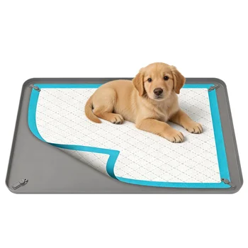 Supporto per Tappetini Igienici per Cani, Tappetino in Silicone Pieghevole e Riutilizzabile, Impermeabile, per Addestramento Cuccioli e Protezione del Pavimento