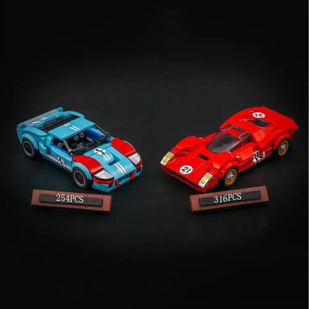 Creative Garage MOC Champion Series 330 P3 Racing GT40 Sportwagen-Bausteine, Montagespielzeug, Ziegelsteine, Geburtstagsgeschenke für Kinder