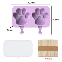 Silicone DIY Ice Cream Popsicle Maker with Lid (2 cat paw coverF)