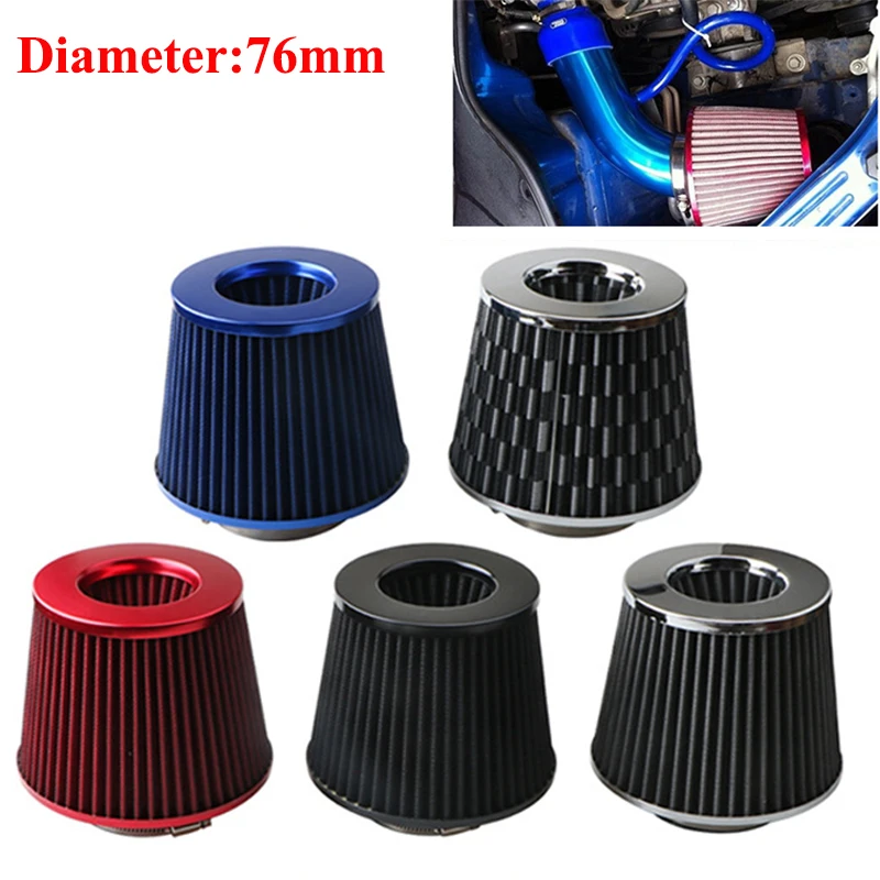 

Universal Performance Air Intake Filter High Flow 76mm Sports Racing Car Tuning Cold Mushroom Head 6" Cone Airfilter Vehicle