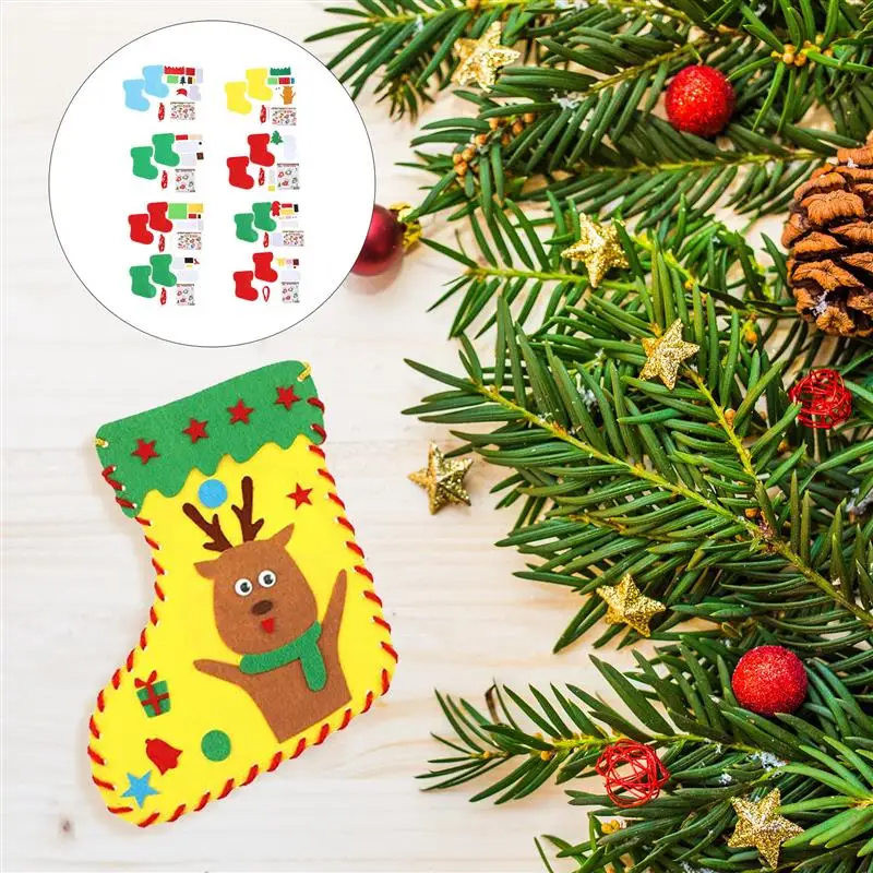 

8Sets Christmas Sock DIY Sewing Supply DIY Sewing Craft Xmas Sock Material Education Toy for Xmas Home Craft Accessory