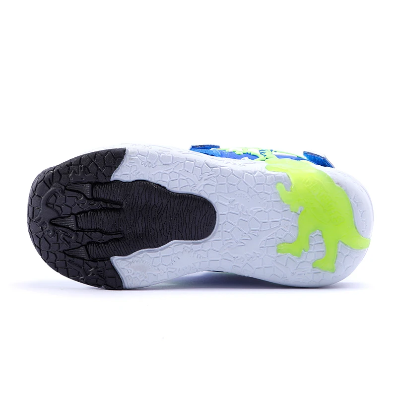 EXDINO Dinosaur LED Flashing Summer Sandals 6Y Boys Children Cut-Outs Closed Toe Fashion Little Kids Beach Shoes Anti-Slip 3
