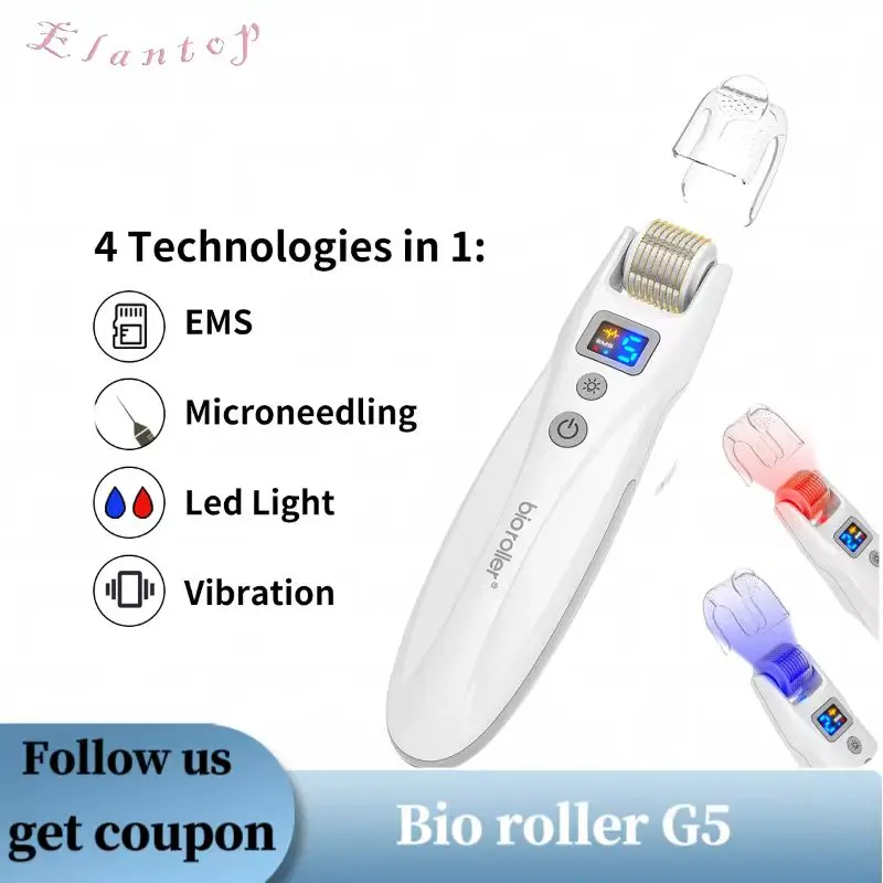 Bio Roller G5 Derma Roller 540 Titanium Needle EMS LED Light Threpay Skin Lifting Microneedling Derma Pen Beauty Device