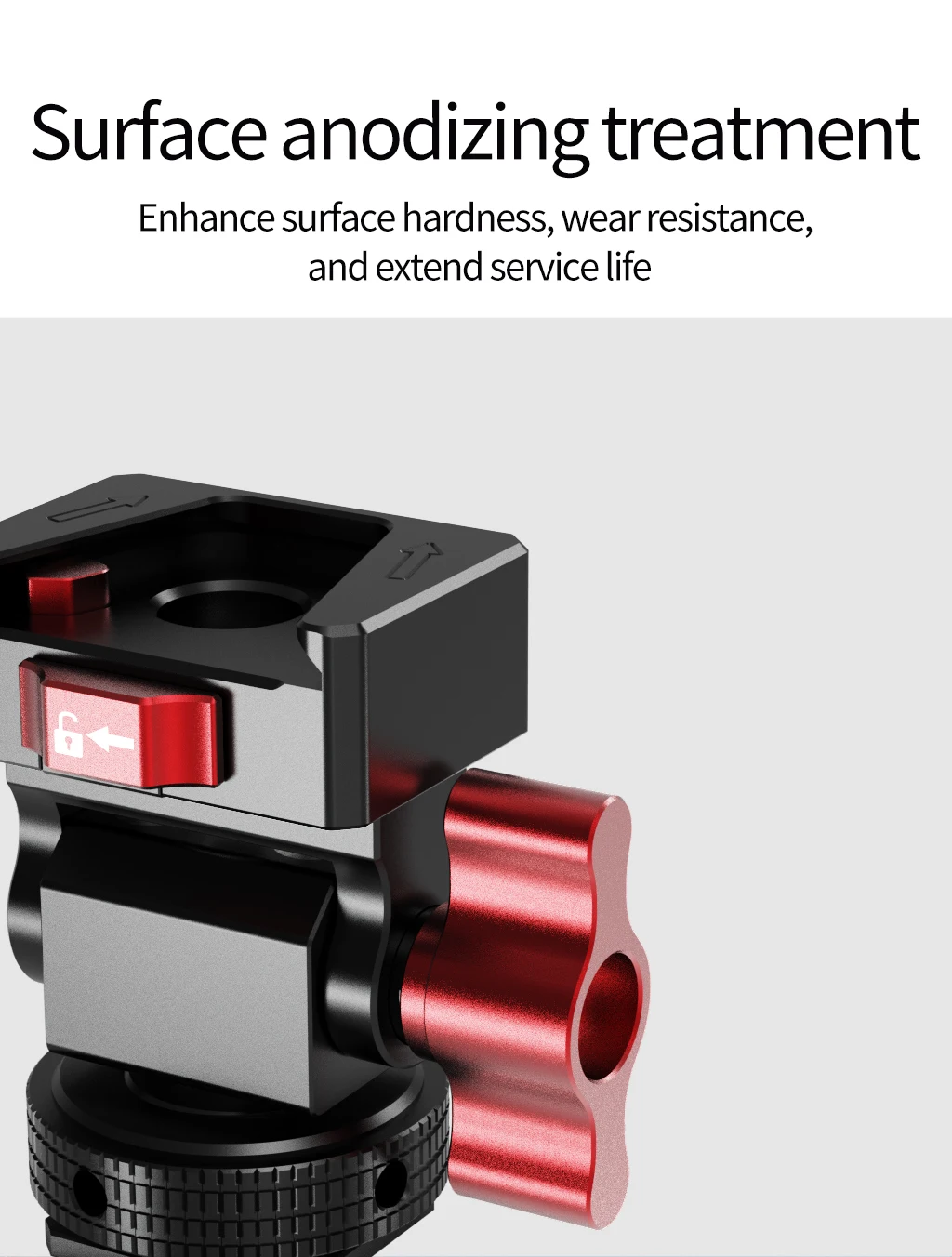 Monitorhalterung Kugelkopf 1/4 Zoll Schraube ARRI Pin Cold Shoe 180 ° Neigung 360° ° Dämpfung für GoPro Fellworld Field DSLR-Kamerakäfiggriffe – Detail 10