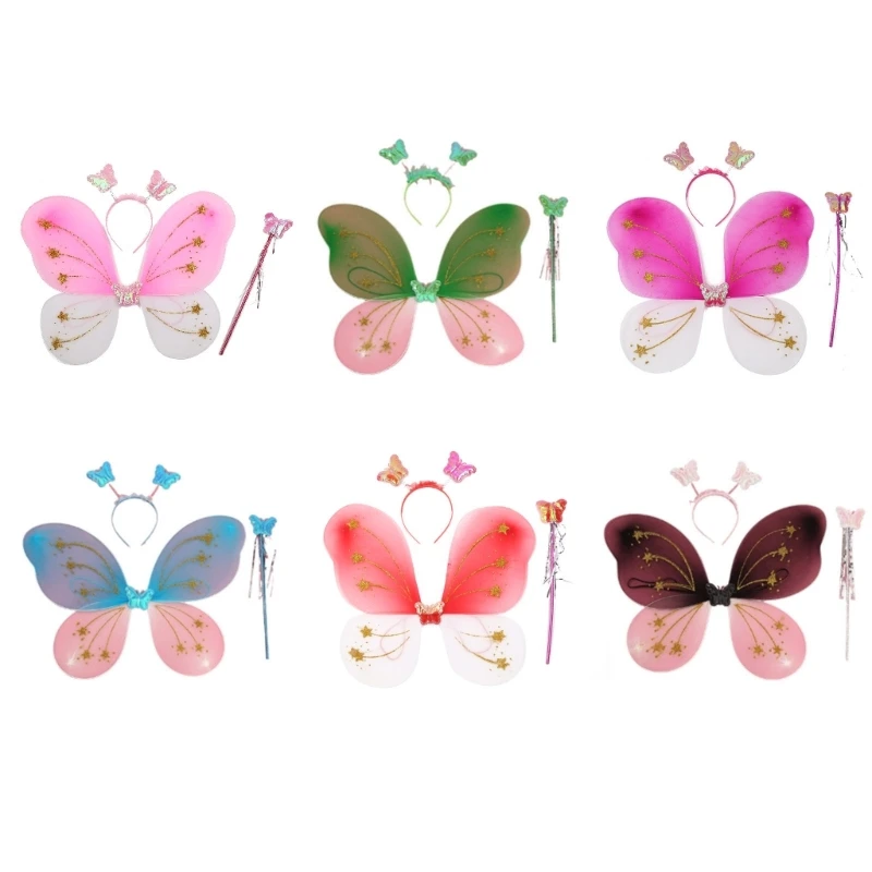 

1 Set Butterfly Wings for Girls Lovely Fairy Wings Angel Wings with Wand Headband Halloween-Cosplay Wings Dress Up Props
