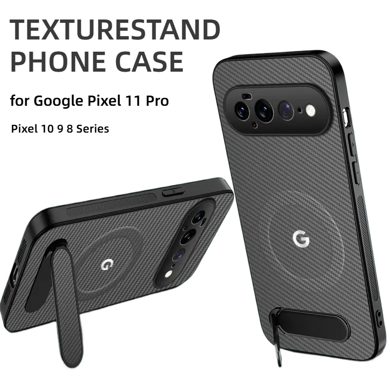 Luxury Carbon Fiber Pattern Case with Foldable Holder and Magnetic Anti-Drop Protection