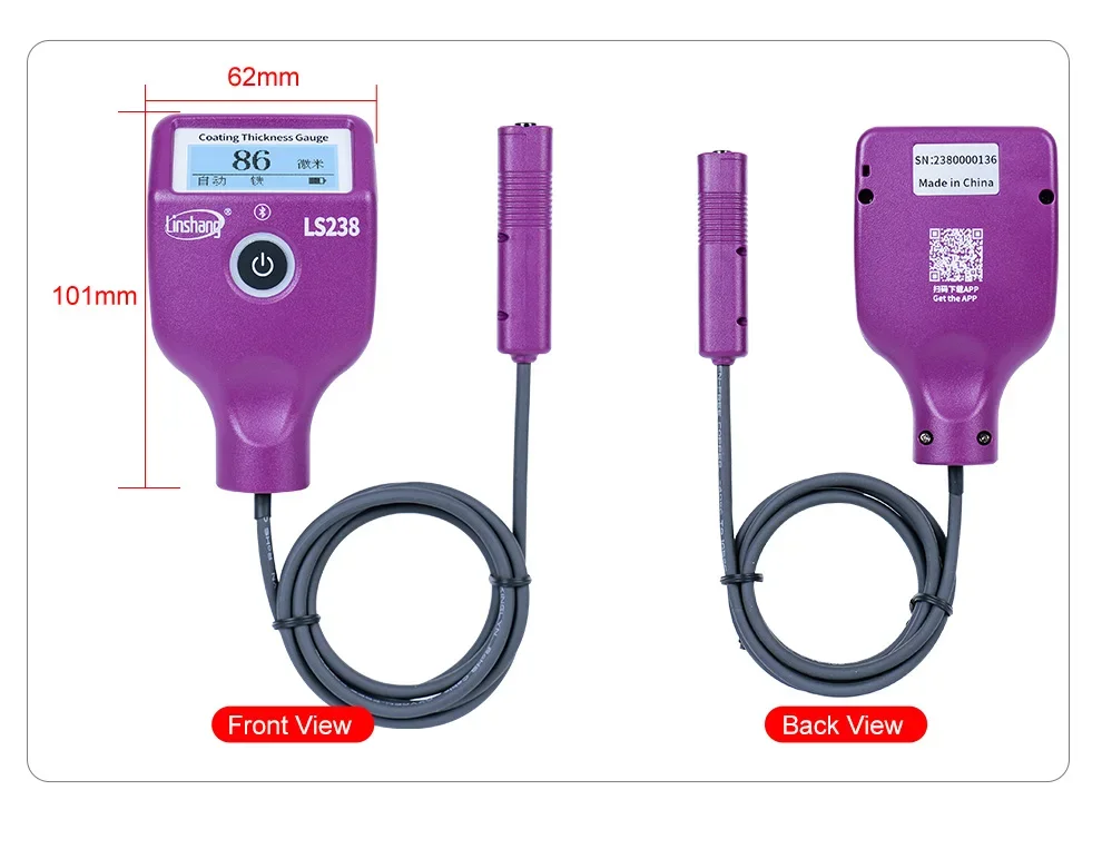 LS238 Digital Paint Thickness Gauge 0.0-3500μm Fe/Al Car Paint Coating Thickness