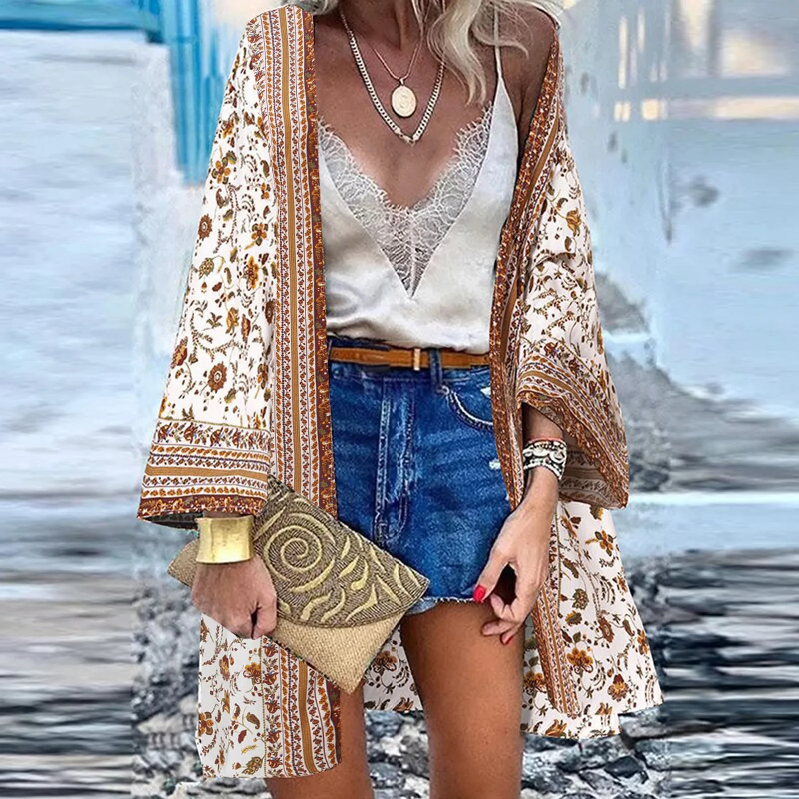 Summer Vintage Bohemian Style Cardigan Casual Loose Style Holiday Beach Bikini Cover Up Female Green Plus Size Kimonos Cardigans