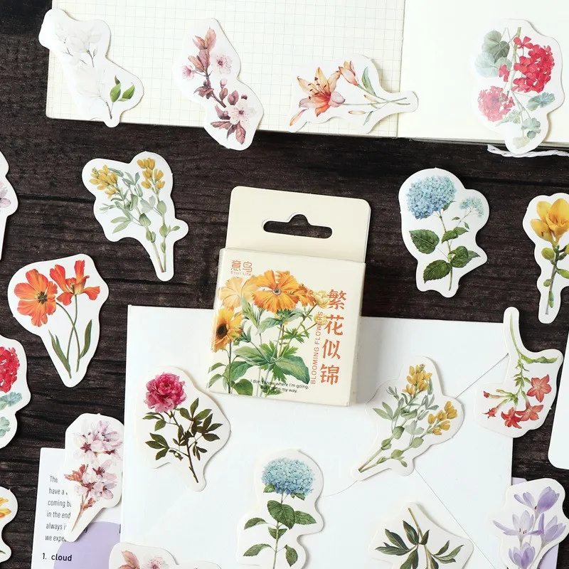 

46Pcs Romantic blooming Flowers Aesthetic Pastel Art Agenda Stationery Stickers