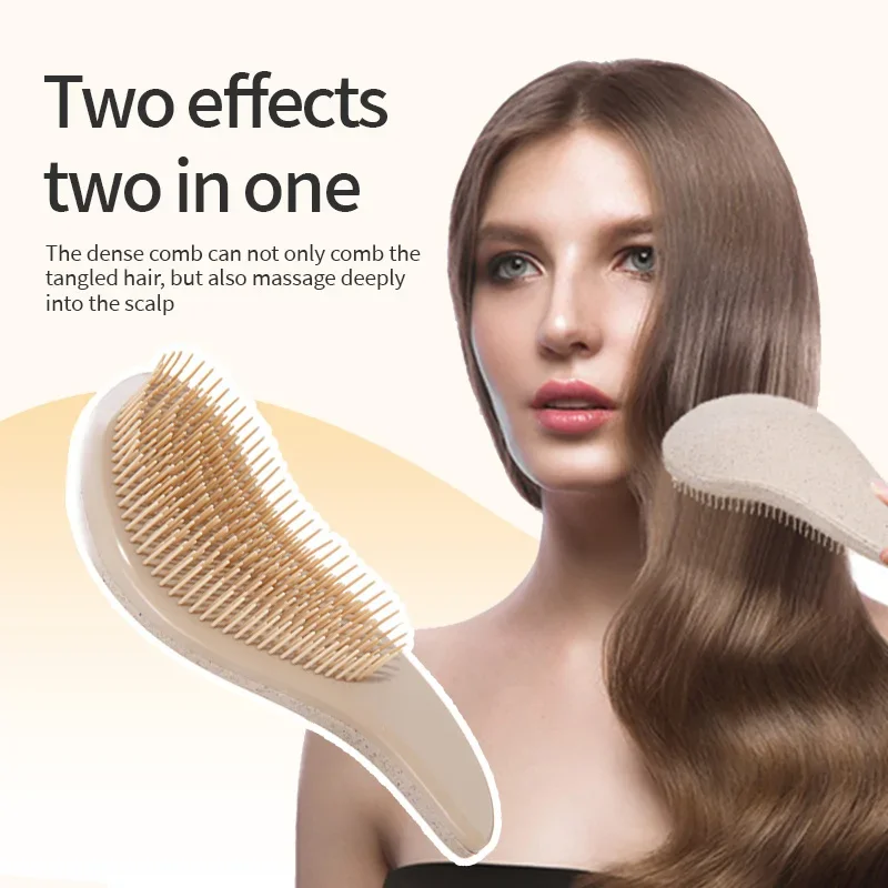 1/3pcs Magic Detangling Hairbrush Wheat Straw Scalp Massage Comb Soft Anti-static Gentle Grooming Brush Salon Hair Styling Brush 3