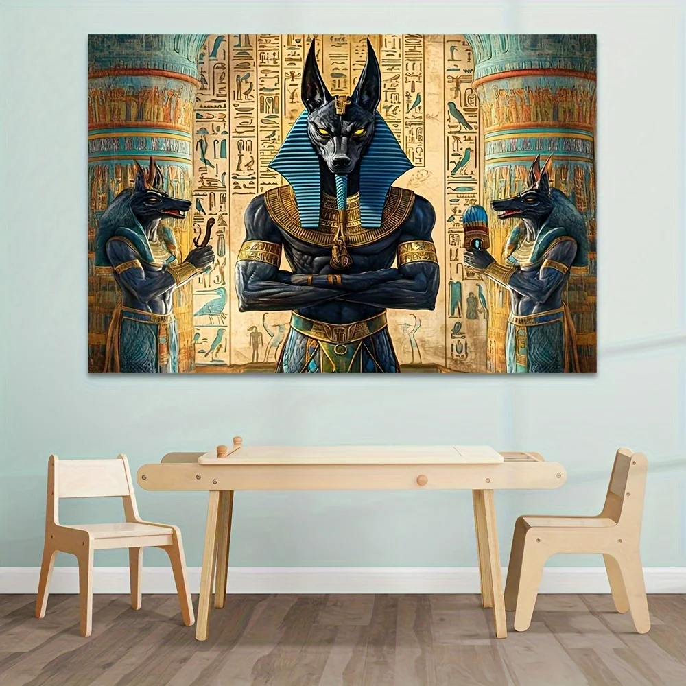 1pc Egyptian Anubis Tapestry - Vibrant Ancient Egypt Theme with Hieroglyphs, Durable & Lightweight Polyester, Perfect for Photo - Image 2