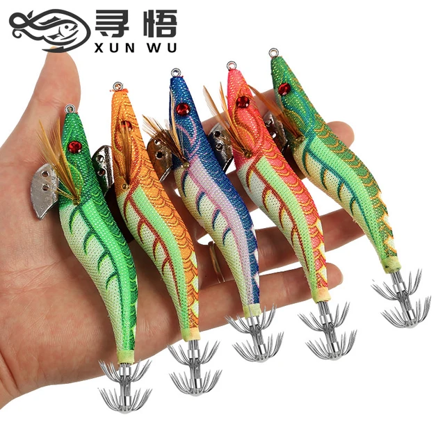 Fishing Lure Luminous Squid Jig Lure Box 130mm 19g 115mm Fishing Wood  Shrimp Baits Pesca Octopus Cuttlefish Jigs Lures Hard Bait - AliExpress