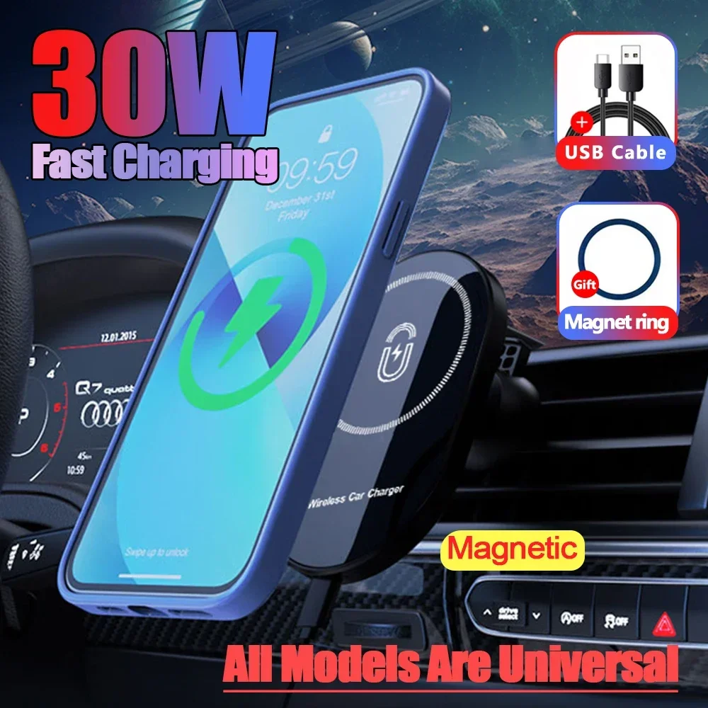 Wireless Car Charger Phone Holder for iPhone with Magnetic Mount
