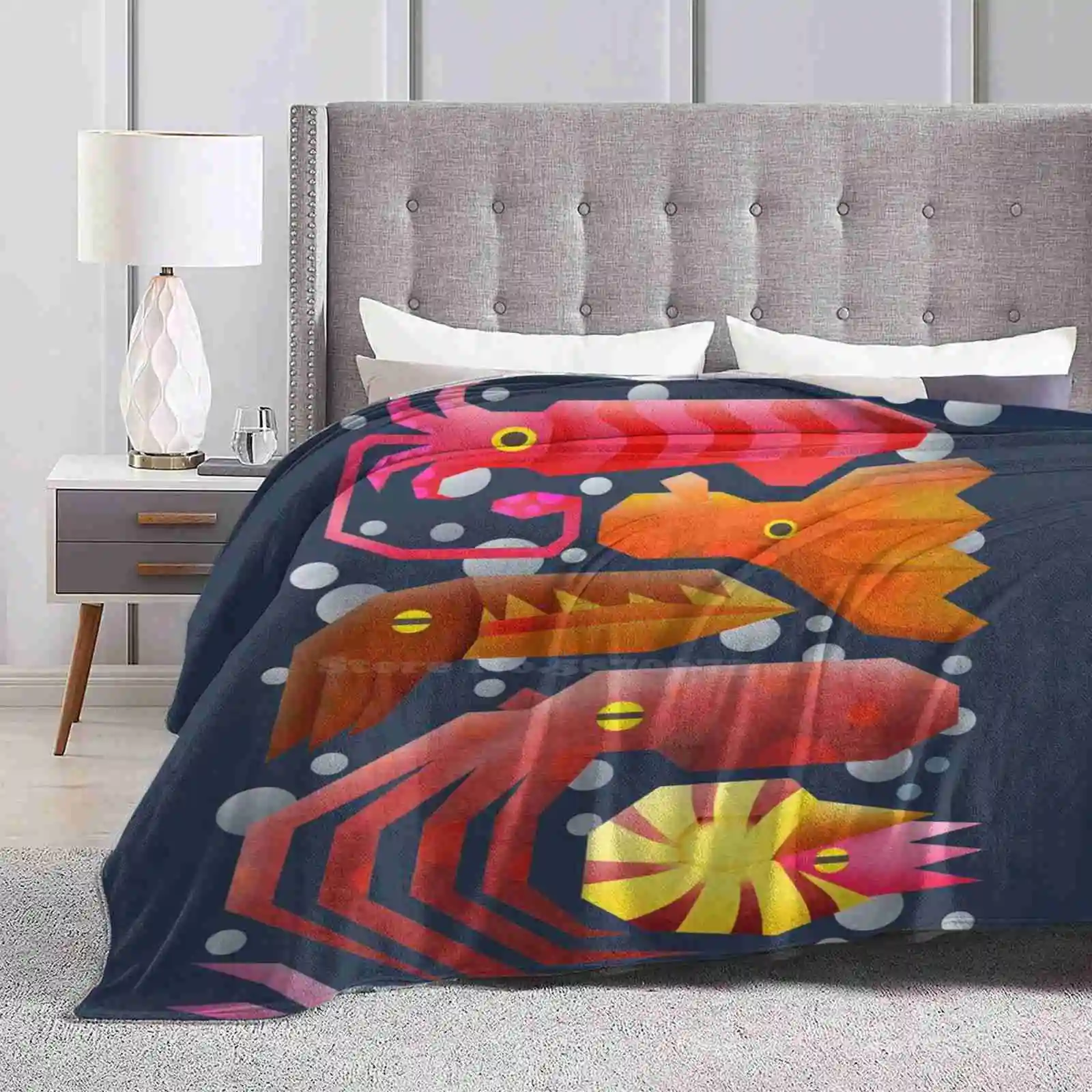 Nuovo Arrivo Moda Tempo Libero Caldo Flanella Coperta Mare Profondo Abisal Tentacles Seppia Pulpo Calamar Vampiro Nautilo Nautilus Octopus