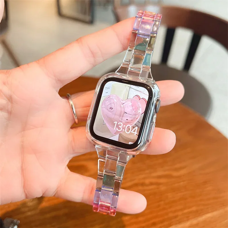Slim Transparent Band for Apple Watch 44mm 40 41 45mm Series SE 654 Rainbow  Strap on Smart for Iwatch 38 42mm Bracelet Watchband AliExpress 1511